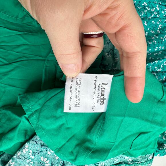 Louche Myfawny Green Ditsy Print Mini Dress - UK 16 - Picture 10 of 10